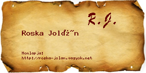 Roska Jolán névjegykártya