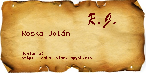 Roska Jolán névjegykártya